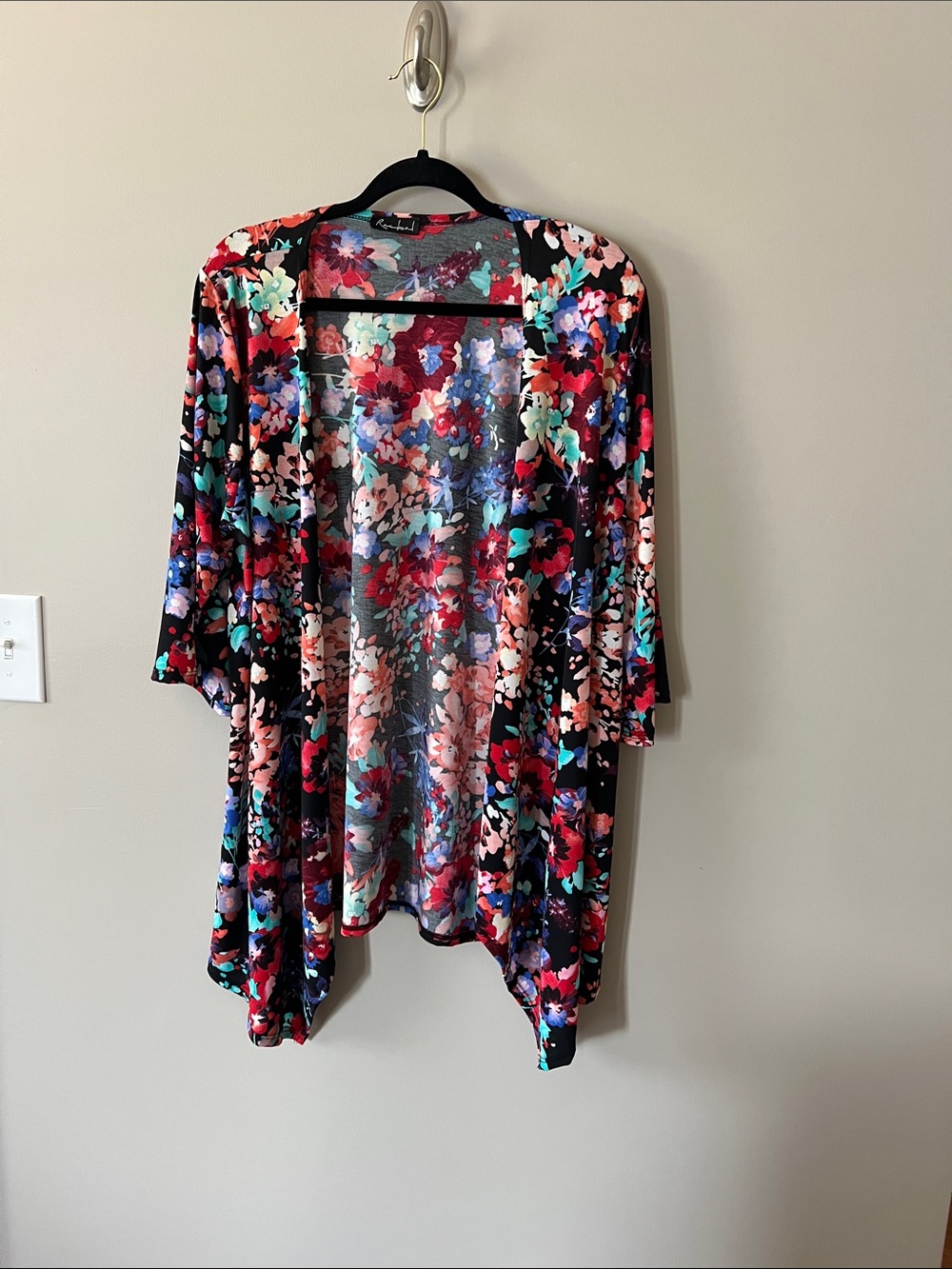 Rachel Floral Open-Front Top in Black, Red, Pink, Blue